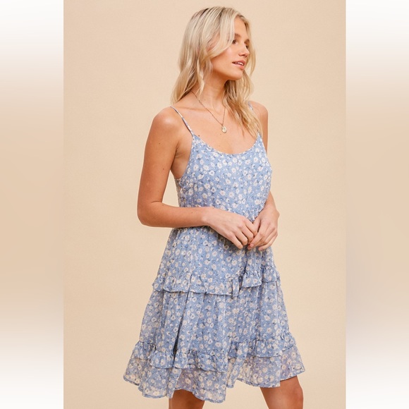 🆕Floral Chiffon Cami Babydoll Ruffle Dress Coastal Cowgirl - Picture 3 of 5